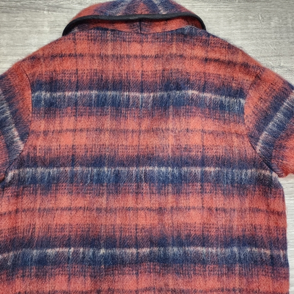 TOPSHOP Wool Blend Shacket Oversized Open Cardigan Jacket Orange Black 6 - Picture 15 of 16